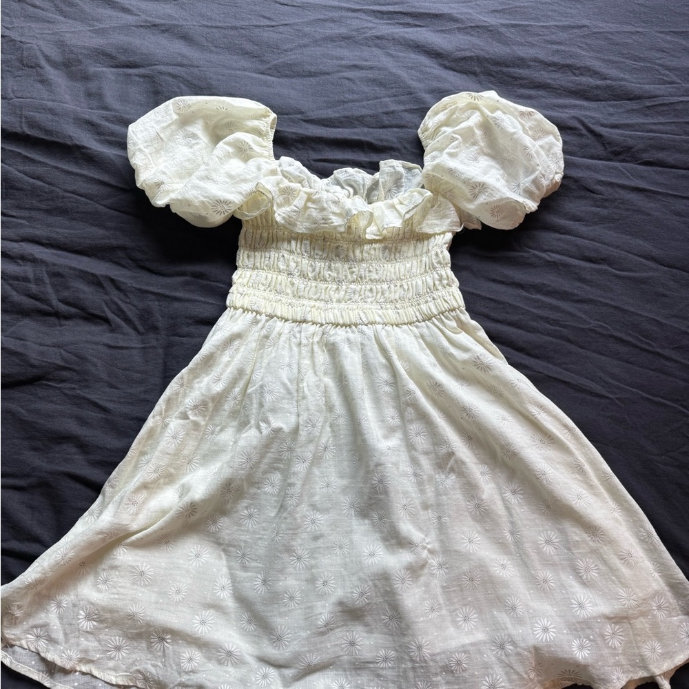 Urban Outfitters Women’s Cream Floral Embroidered Summer Dress